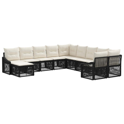 Set Divano da Giardino 11 pcs Nero polyrattan | homemem39