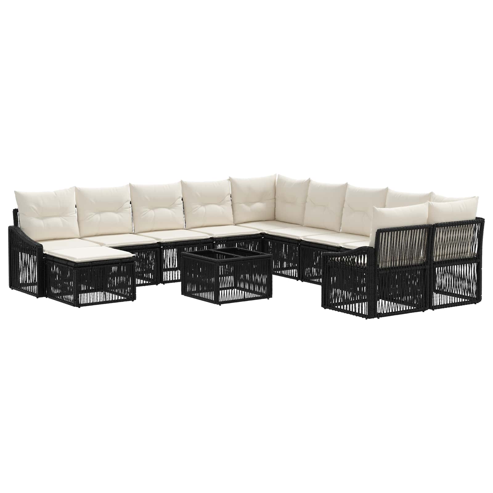 Set Divano da Giardino 12 pcs Nero polyrattan | homemem39