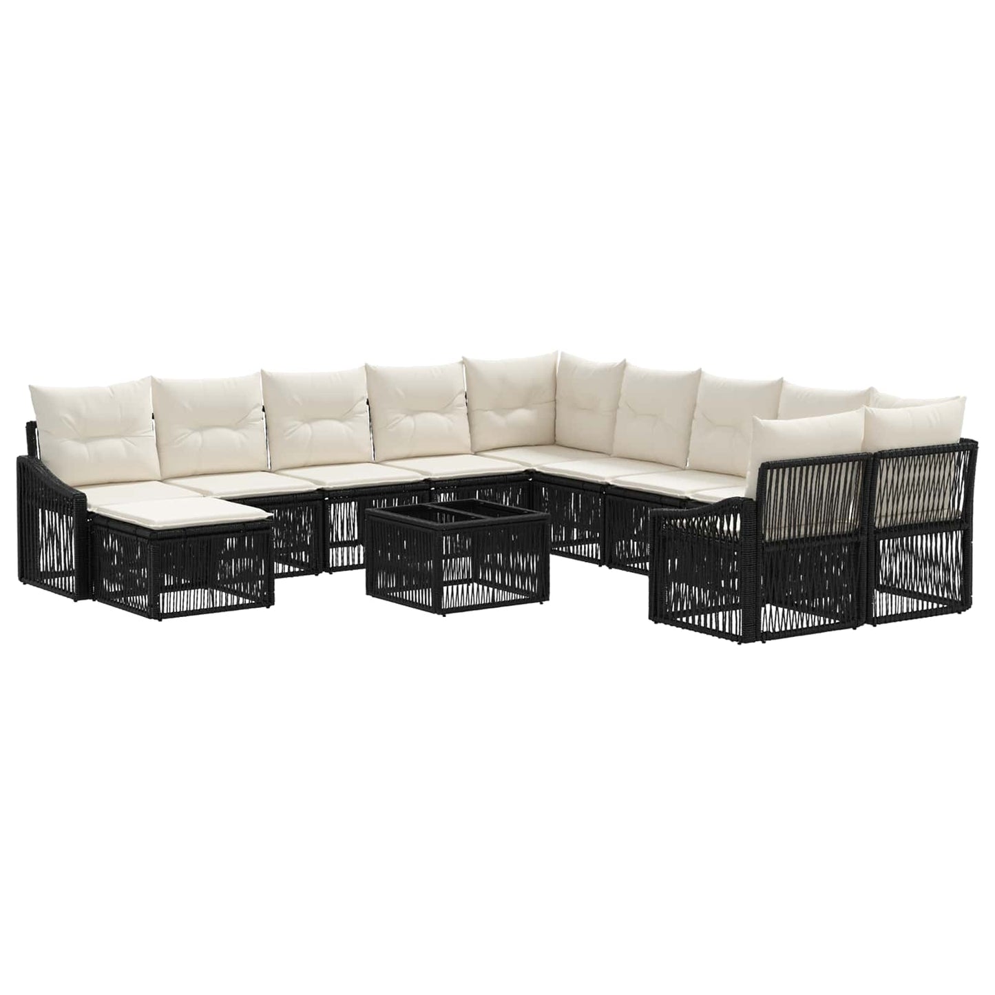 Set Divano da Giardino 12 pz Nero polyrattan