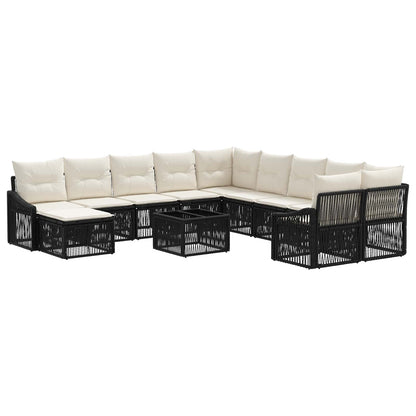 Set Divano da Giardino 12 pz Nero polyrattan