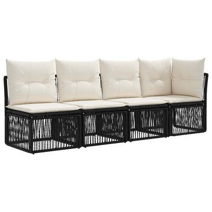 Set Divano da Giardino 12 pz Nero polyrattan