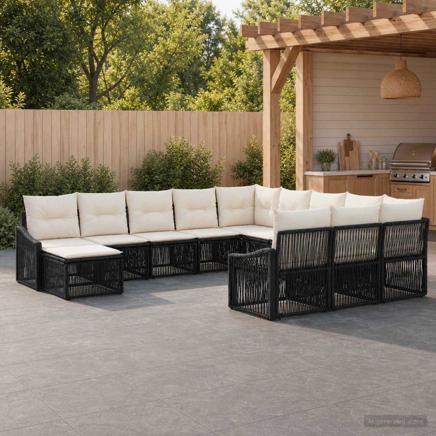 Set Divano da Giardino 12 pcs Nero polyrattan | homemem39