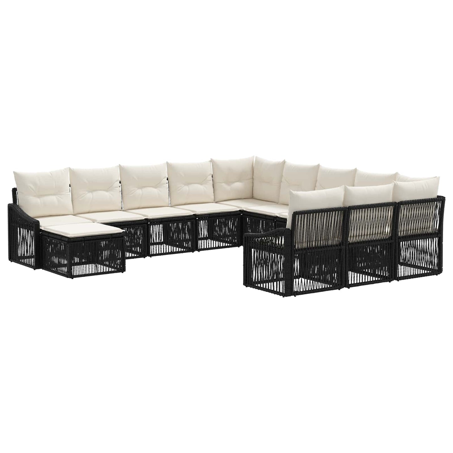 Set Divano da Giardino 12 pcs Nero polyrattan | homemem39