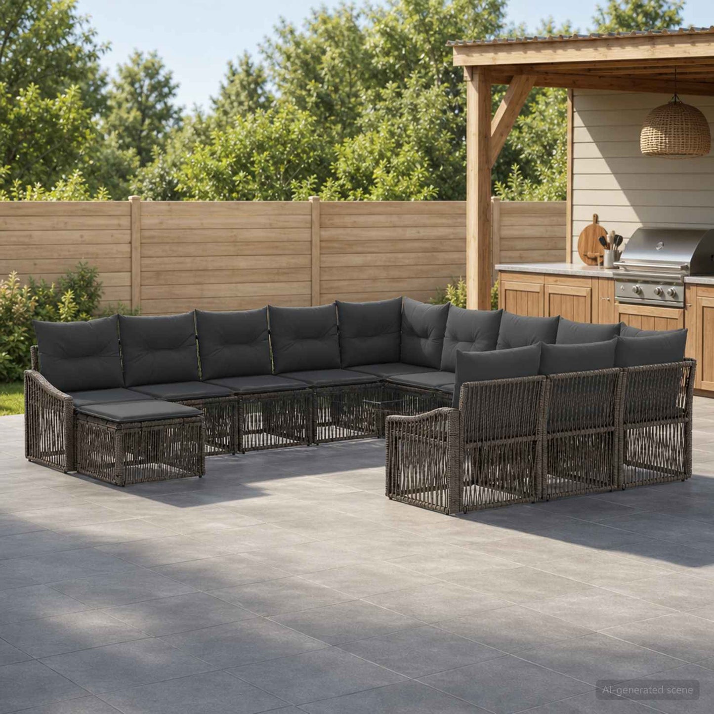 Set Divano da Giardino 12 pcs Grigio polyrattan | homemem39