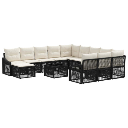 Set Divano da Giardino 13 pz Nero polyrattan