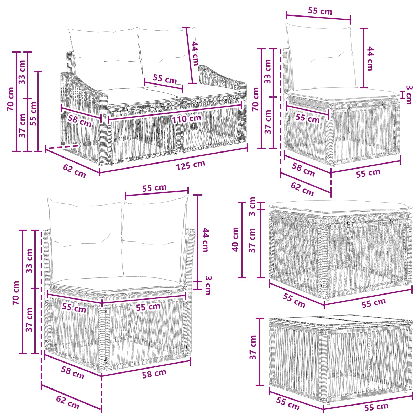 Set Divano da Giardino 13 pcs Beige polyrattan | homemem39