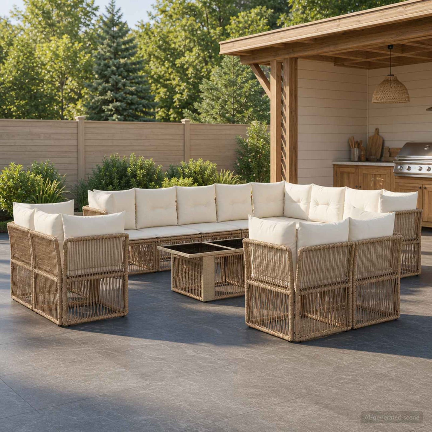 Set Divano da Giardino 13 pz polyrattan