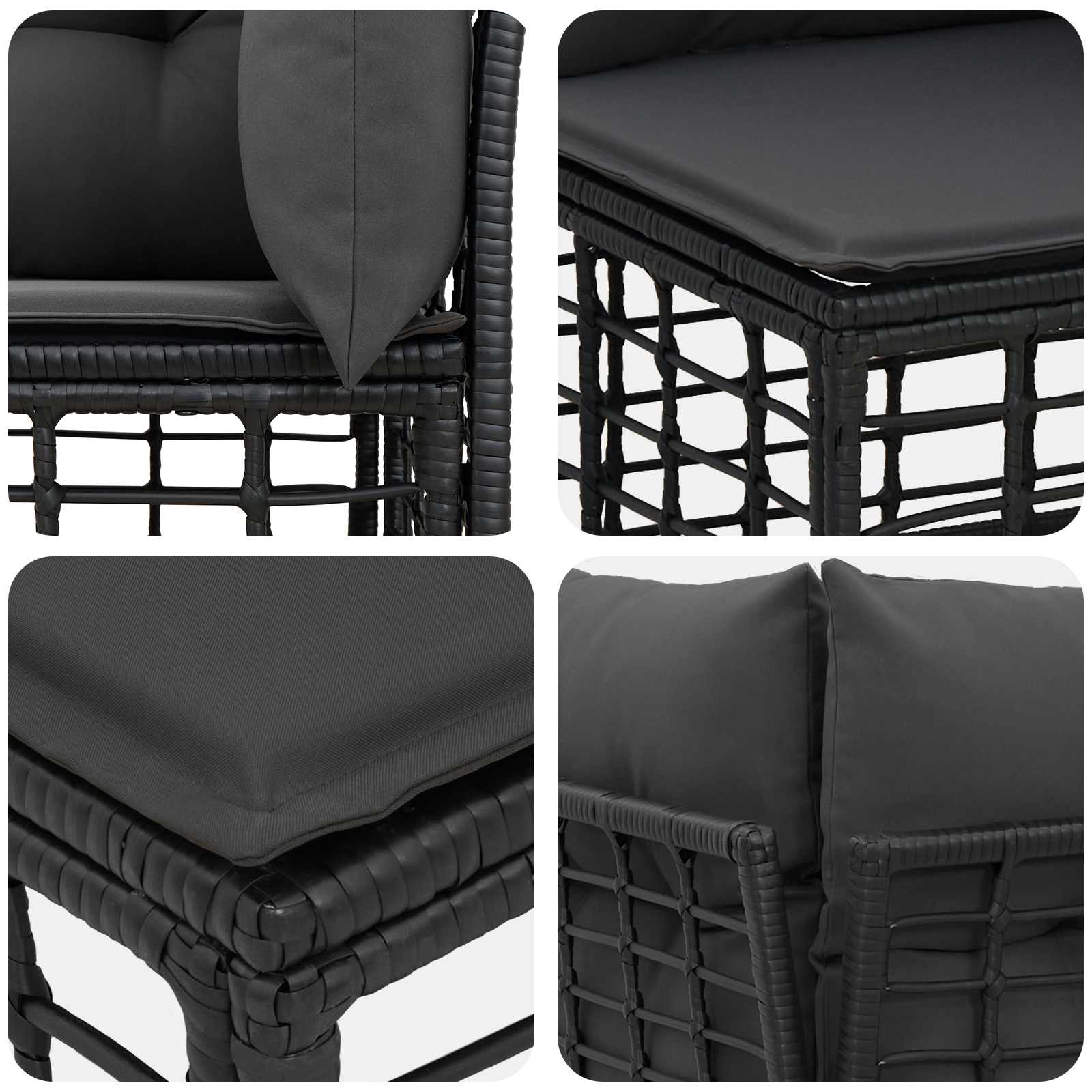 Set di divani da esterno Nero Poliestere | homemem39