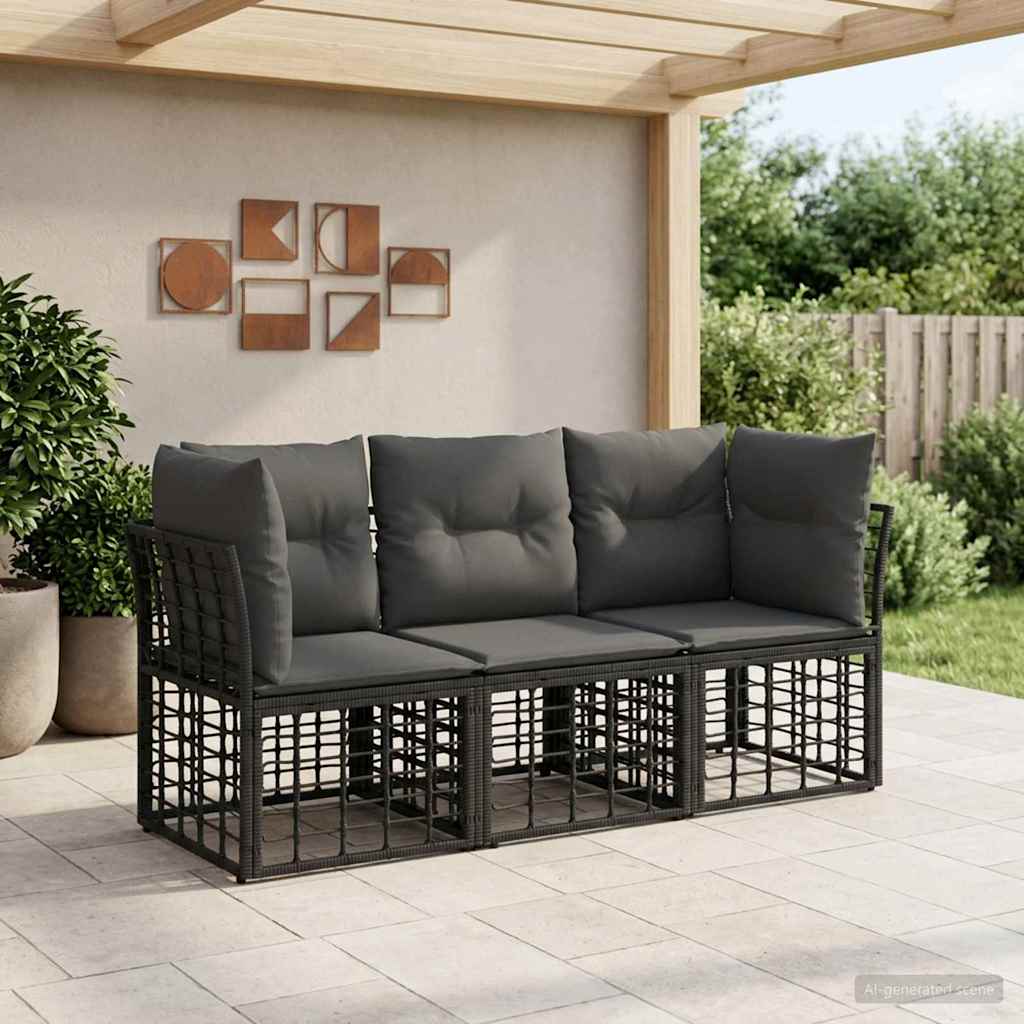 Set di divani da esterno Nero Poliestere | homemem39