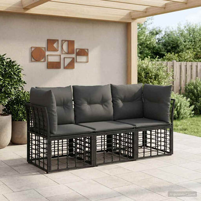 Set di divani da esterno Nero Poliestere | homemem39
