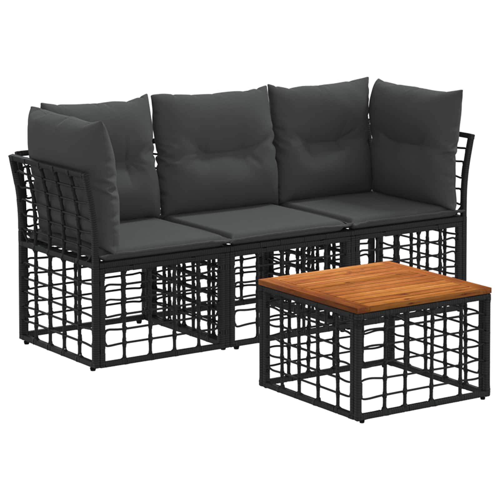 Set di divani da esterno 4 pcs Nero e Grigio scuro Poliestere | homemem39