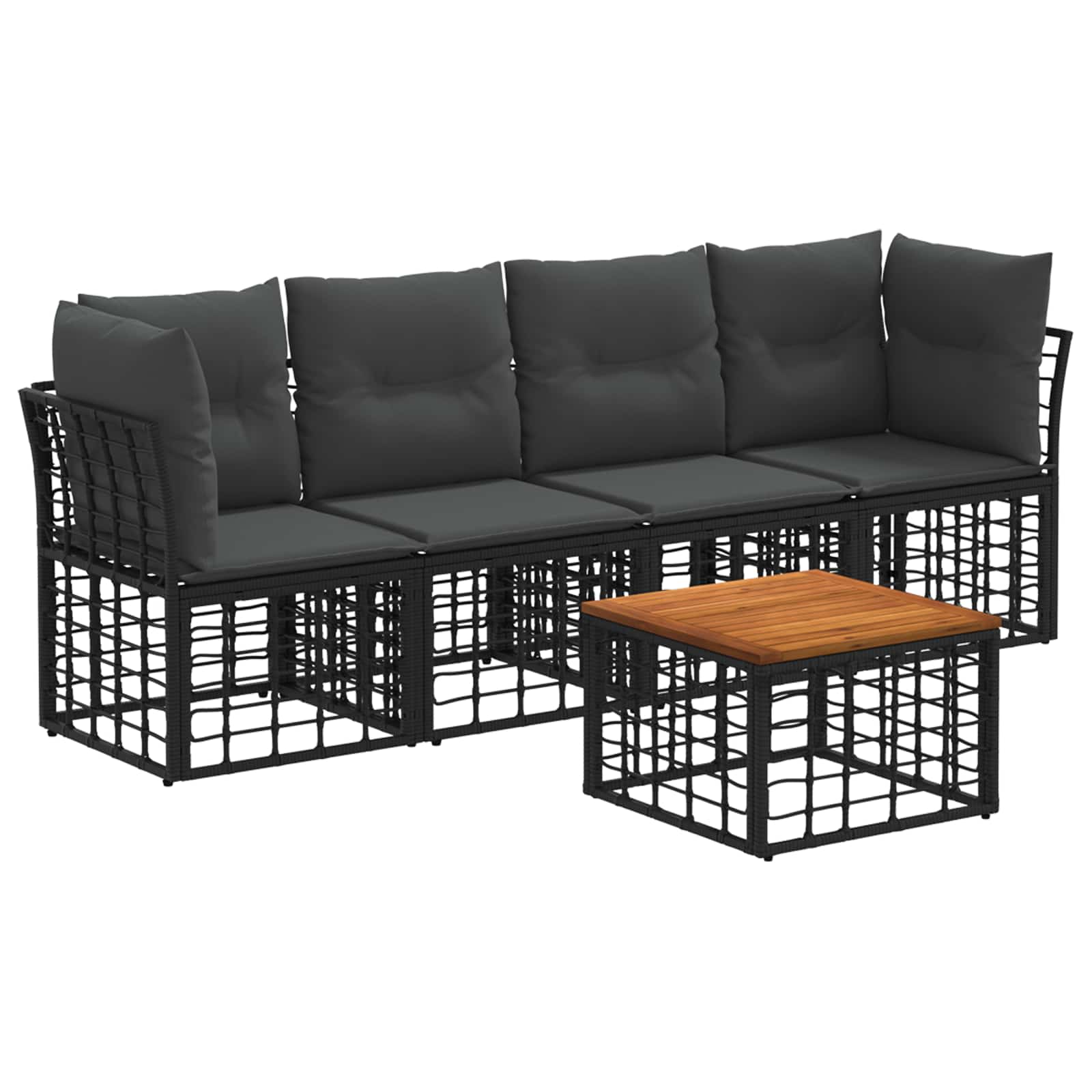 Set di divani da esterno 5 pcs Nero e Grigio scuro Poliestere | homemem39
