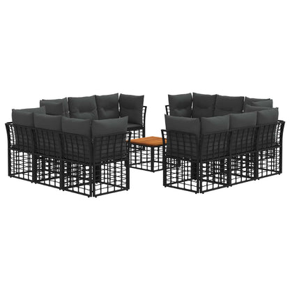 Set di divani da esterno 13 pz Nero e Grigio scuro Poliestere