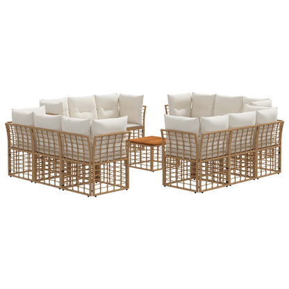 Set di divani da esterno 13 pz Naturale e Bianco Crema