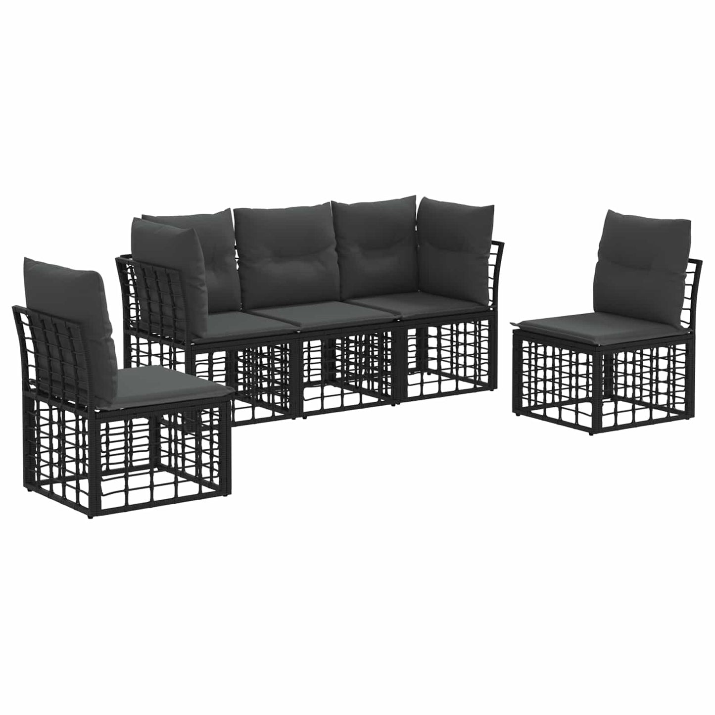 Set di divani da esterno Nero Poliestere | homemem39