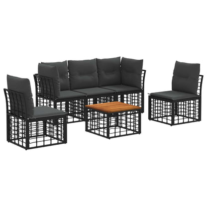 Set di divani da esterno 6 pcs Nero e Grigio scuro Poliestere | homemem39