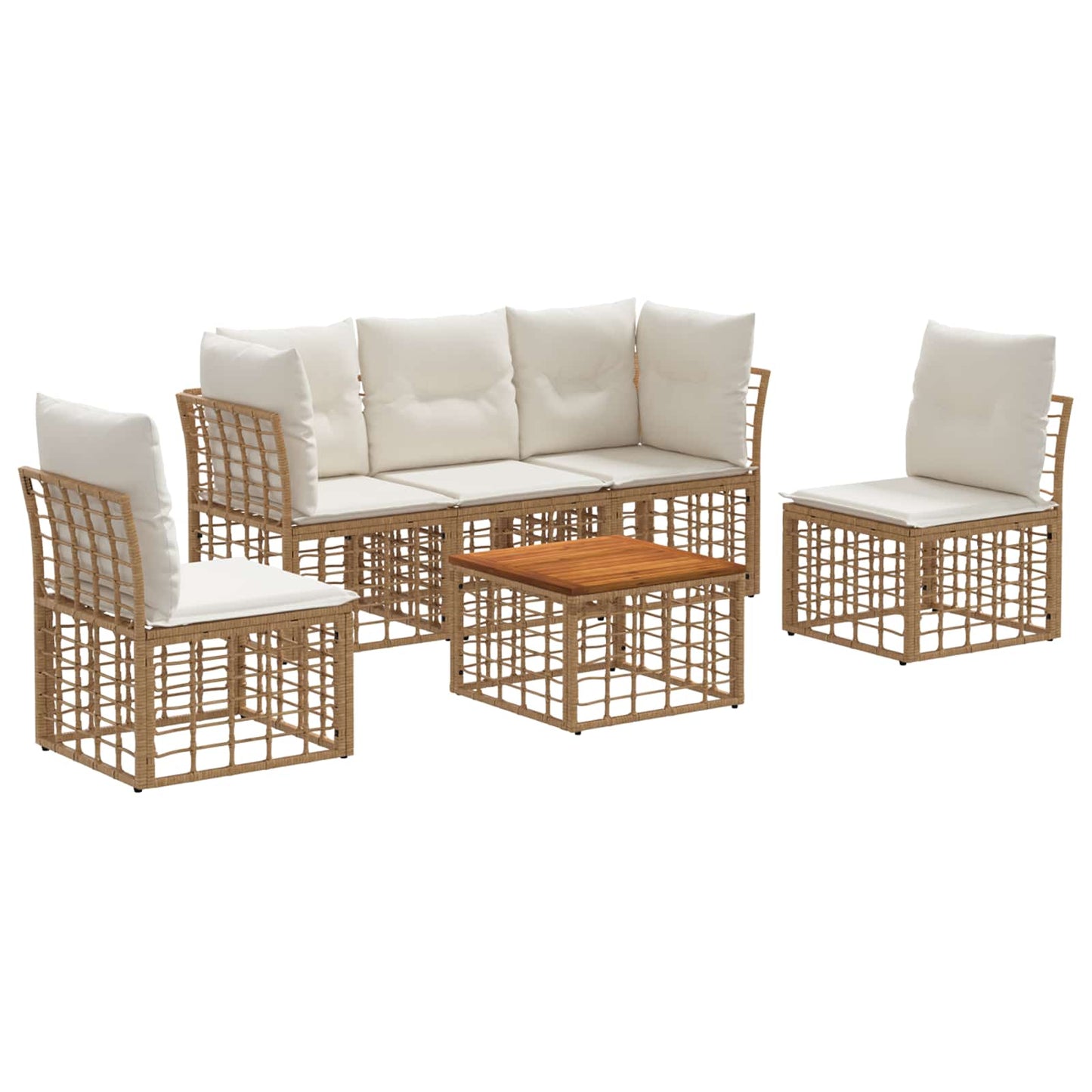 Set di divani da esterno 6 pcs Naturale e Bianco Crema | homemem39