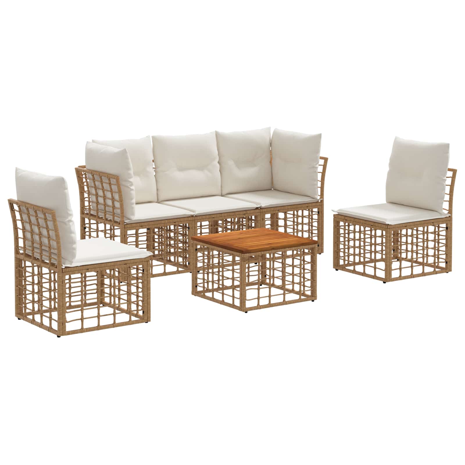 Set di divani da esterno 6 pcs Naturale e Bianco Crema | homemem39