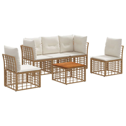 Set di divani da esterno 6 pcs Naturale e Bianco Crema | homemem39