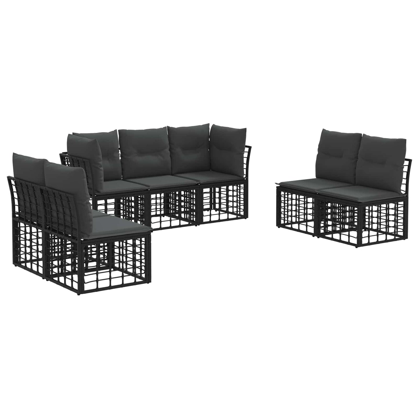Set di divani da esterno Nero Poliestere | homemem39