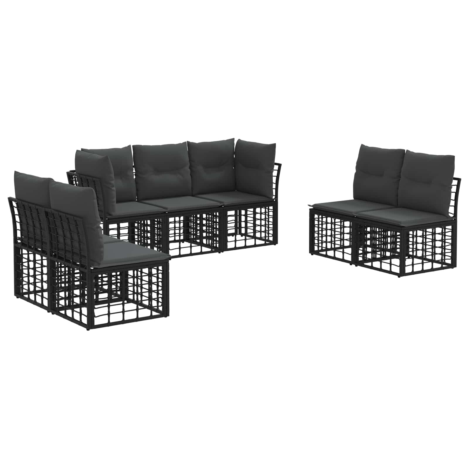 Set di divani da esterno Nero Poliestere | homemem39