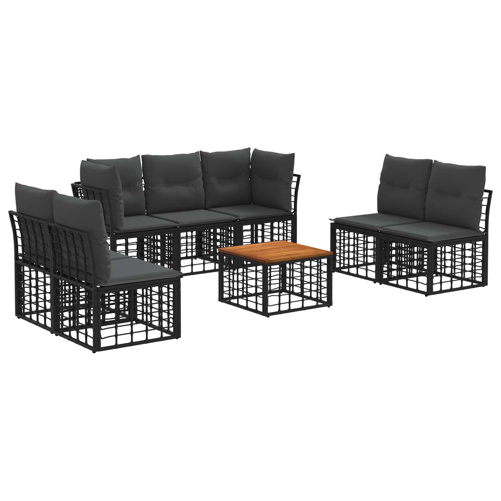 Set di divani da esterno 8 pcs Nero e Grigio scuro Poliestere | homemem39
