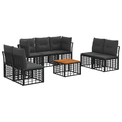 Set di divani da esterno 8 pcs Nero e Grigio scuro Poliestere | homemem39
