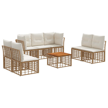 Set di divani da esterno 8 pcs Naturale e Bianco Crema | homemem39