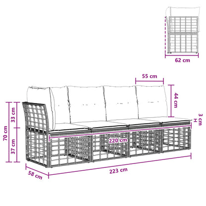 Set di divani da esterno Nero Poliestere | homemem39