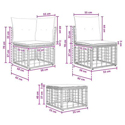 Set di divani da esterno con cuscino 3 pcs Nero Poliestere | homemem39