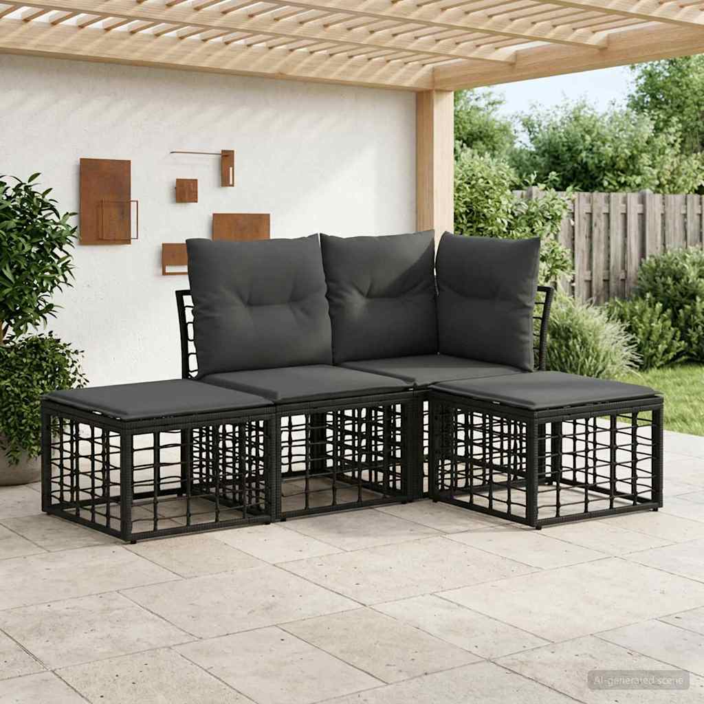 Set di divani da esterno Nero Poliestere