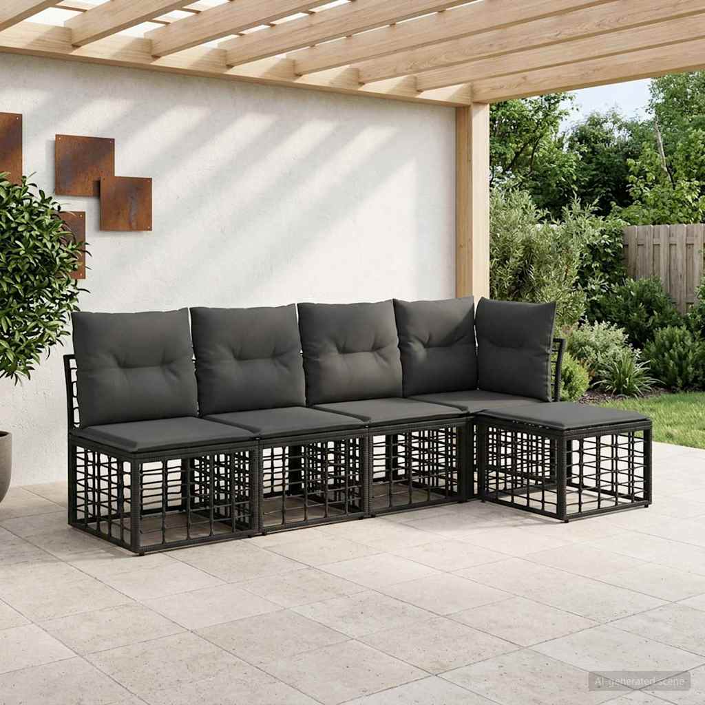 Set di divani da esterno Nero Poliestere | homemem39