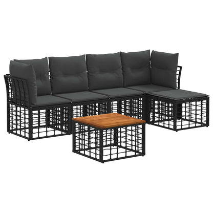 Set di divani da esterno 6 pz Nero e Grigio scuro Poliestere