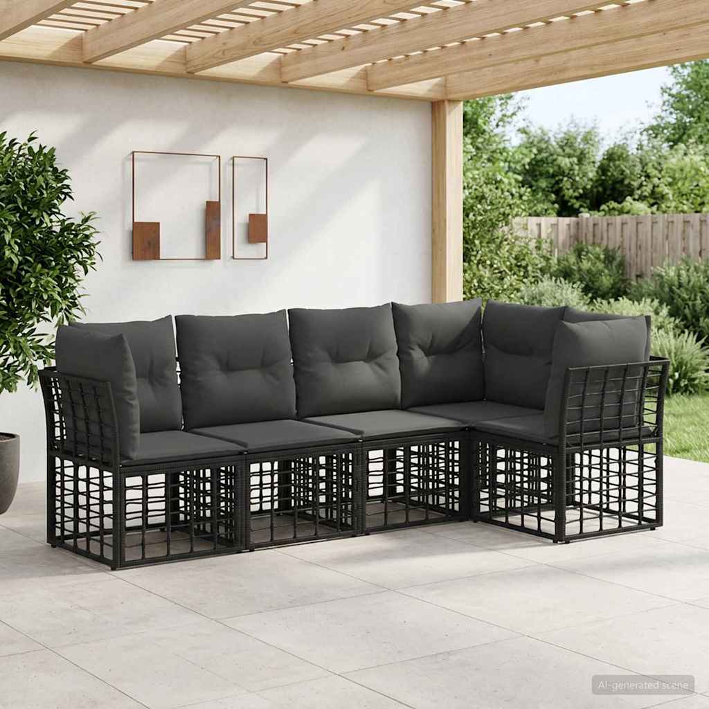 Set di divani da esterno Nero Poliestere | homemem39