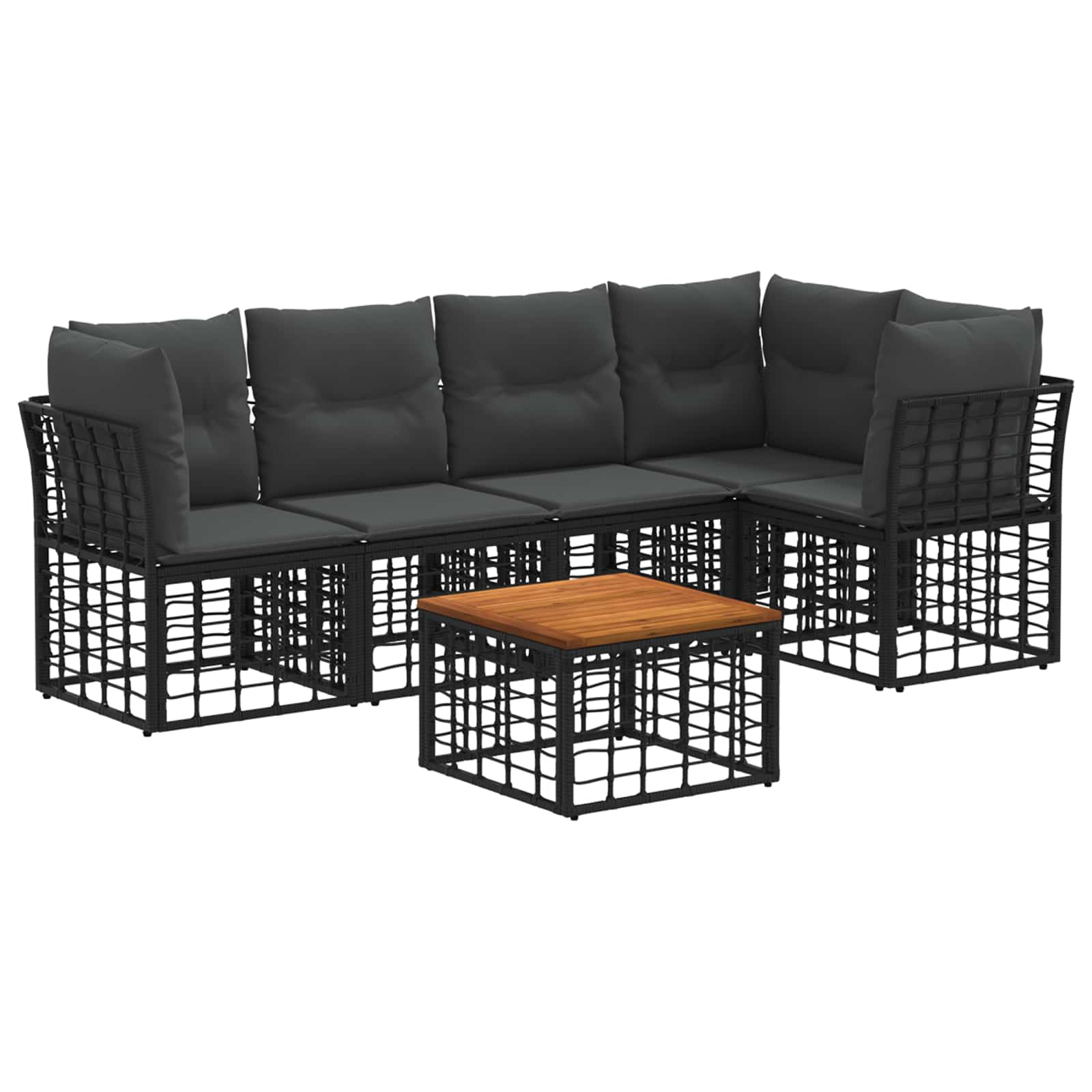 Set di divani da esterno 6 pcs Nero e Grigio scuro Poliestere | homemem39