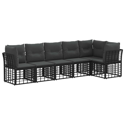 Set Divano da Giardino 6 pcs Nero polyrattan | homemem39