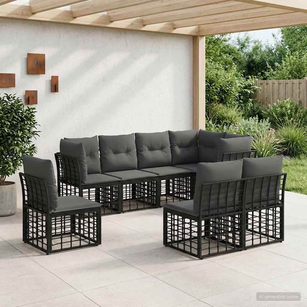 Set di divani da esterno Nero Poliestere