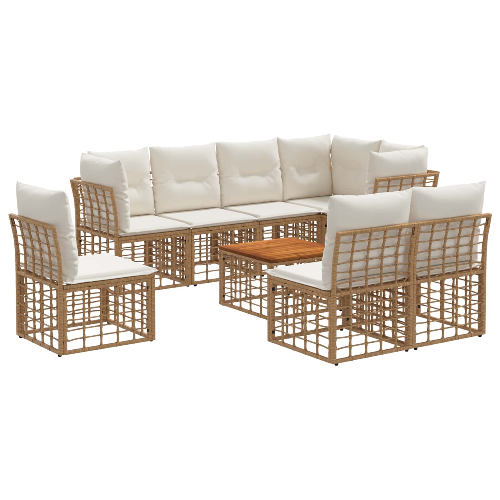 Set di divani da esterno 9 pcs Naturale e Bianco Crema | homemem39