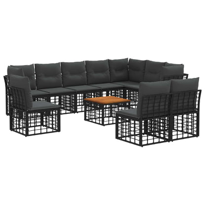 Set di divani da esterno 11 pcs Nero e Grigio scuro Poliestere | homemem39
