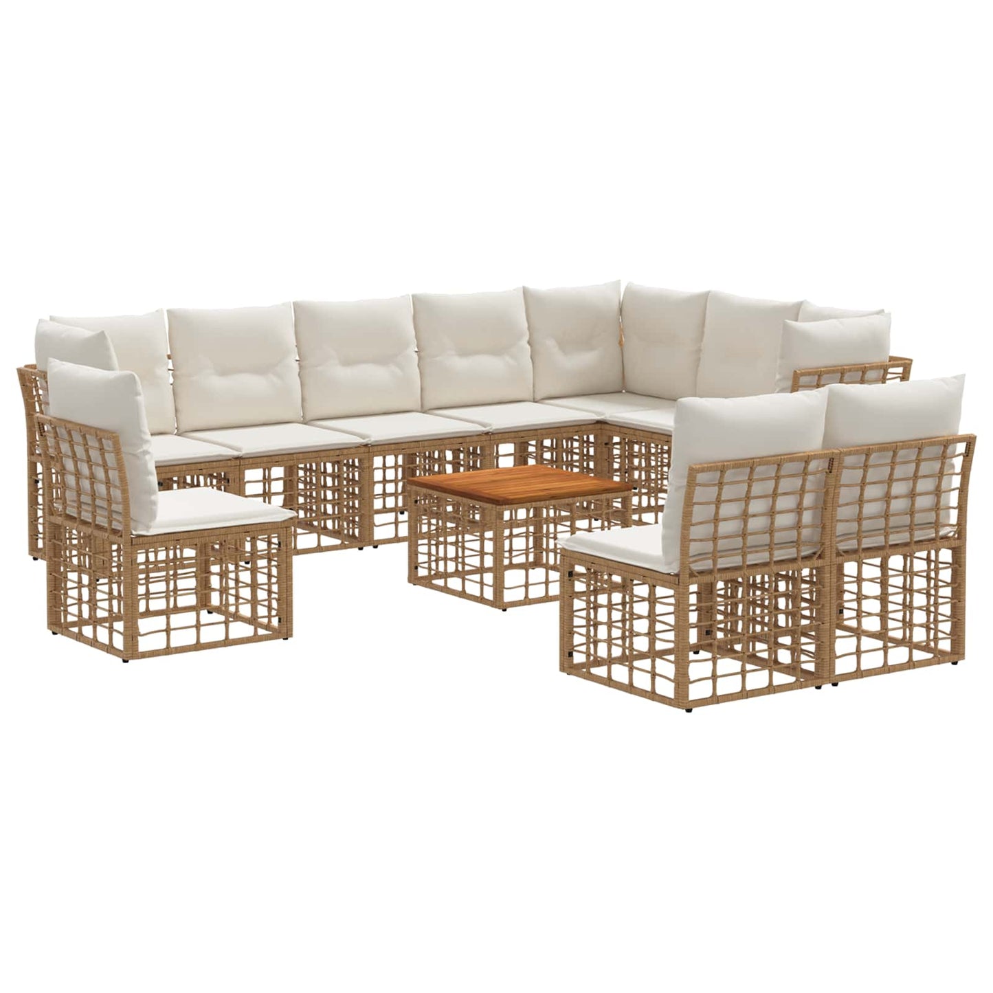 Set di divani da esterno 11 pcs Naturale e Bianco Crema | homemem39