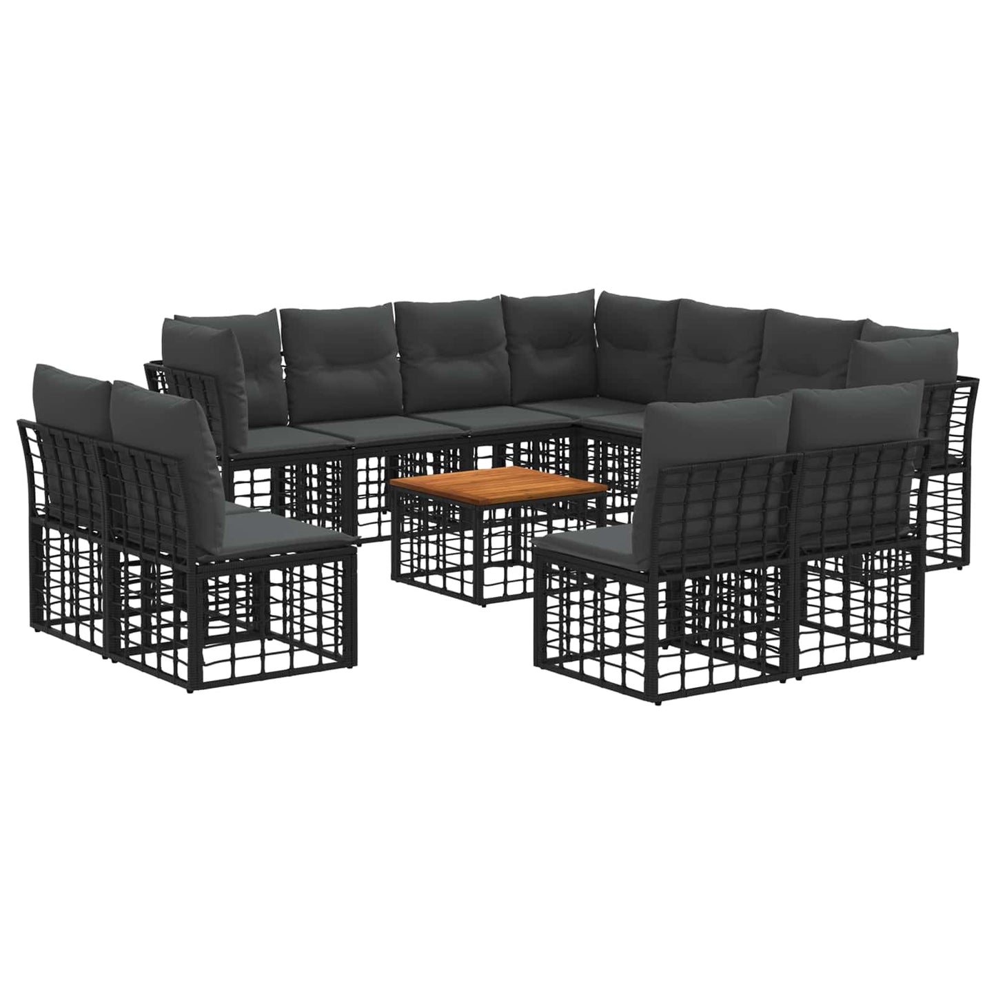 Set di divani da esterno 12 pcs Nero e Grigio scuro Poliestere | homemem39