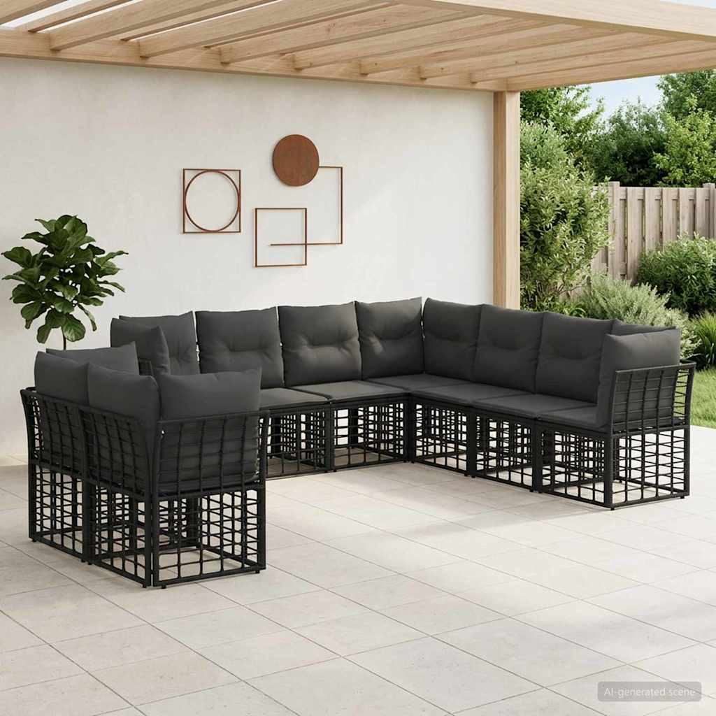 Set di divani da esterno Nero Poliestere | homemem39