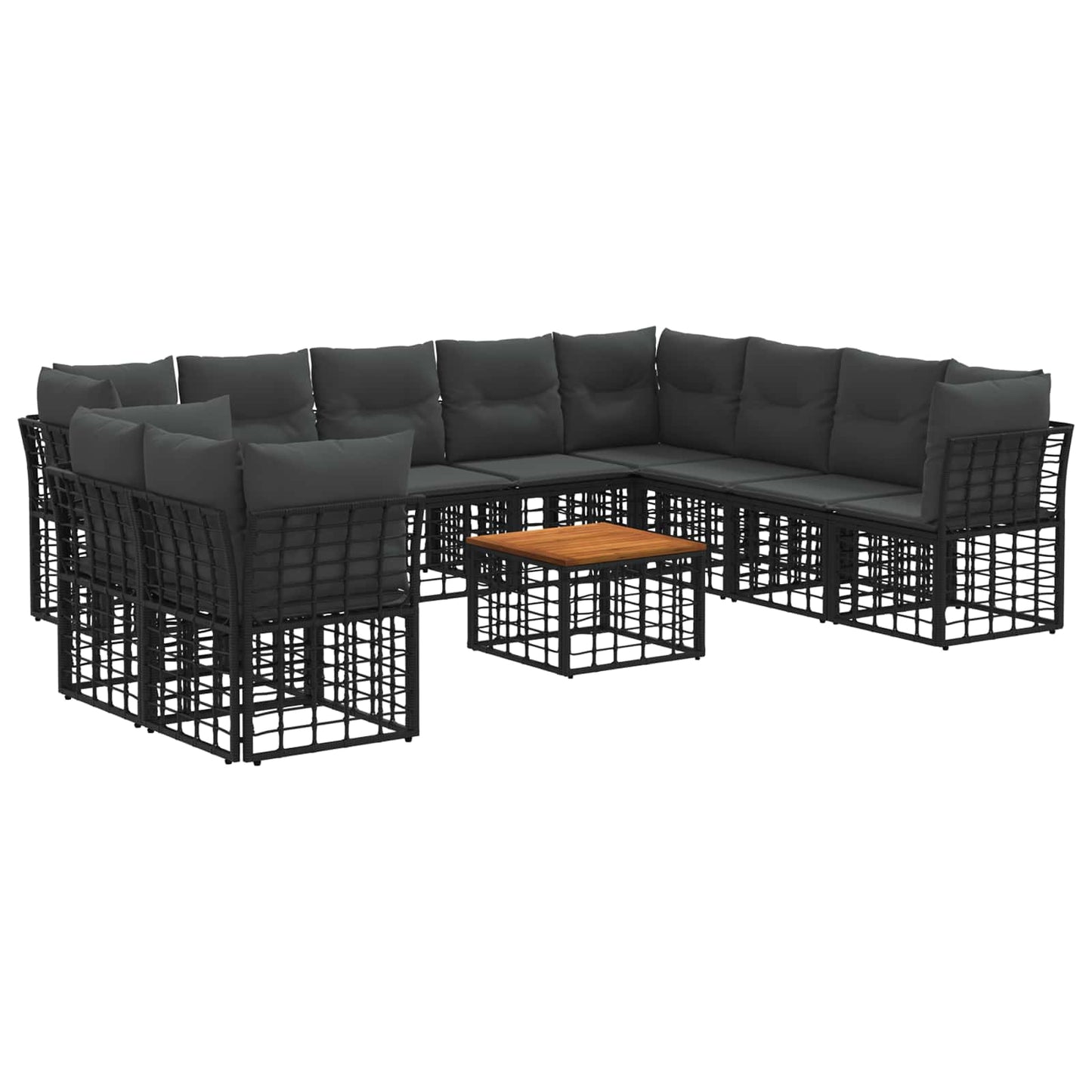 Set di divani da esterno 11 pcs Nero e Grigio scuro Poliestere | homemem39