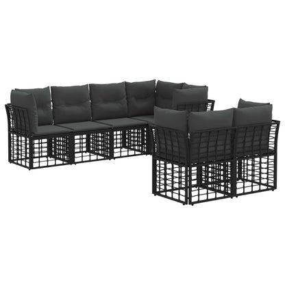Set di divani da esterno con cuscino 7 pcs Nero Poliestere | homemem39