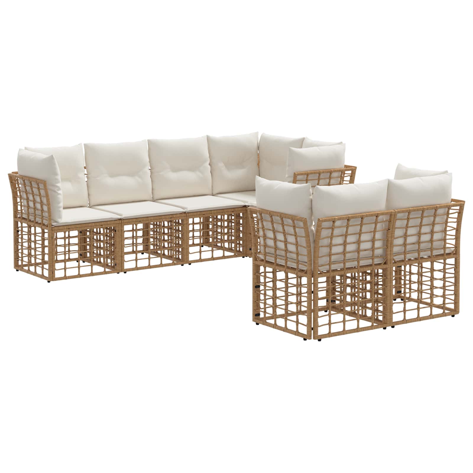 Set di divani da esterno con cuscino 7 pcs Naturale Poliestere | homemem39
