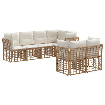 Set di divani da esterno con cuscino 7 pcs Naturale Poliestere | homemem39