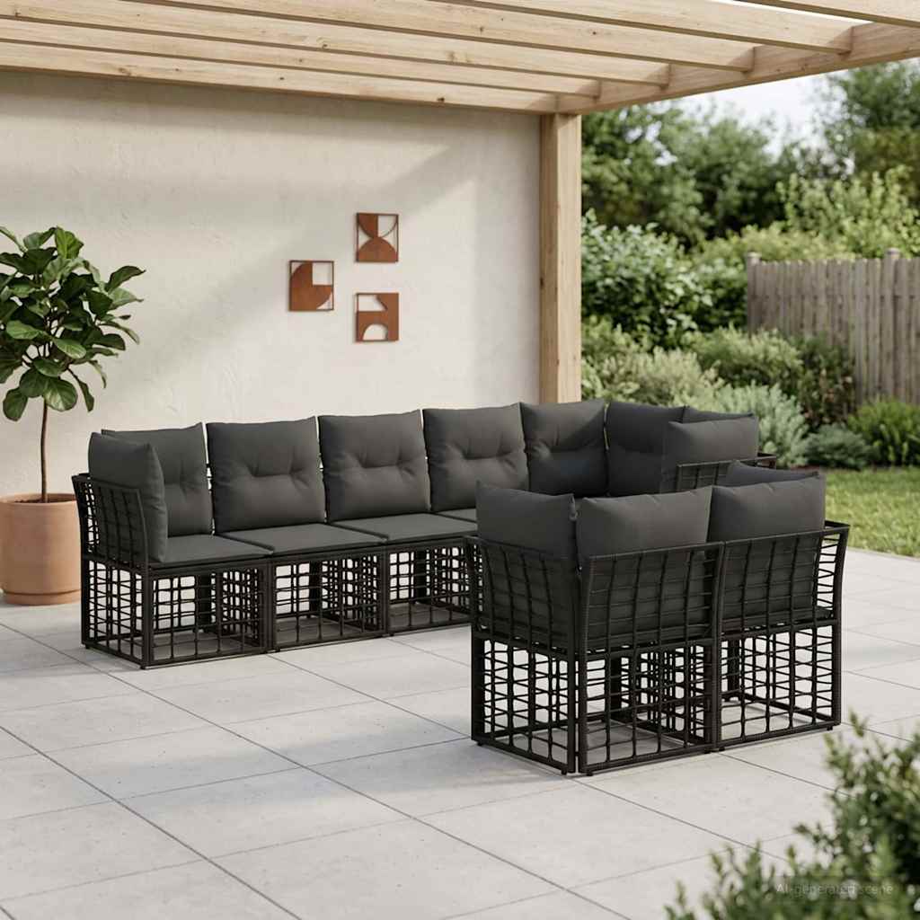 Set di divani da esterno Nero Poliestere