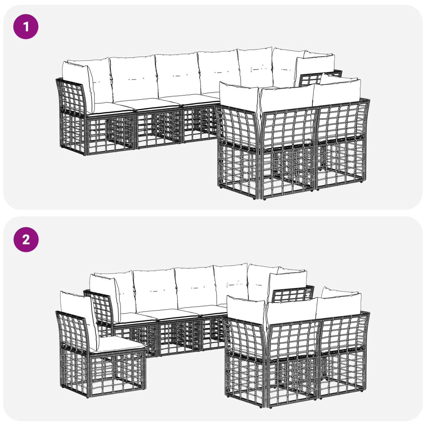 Set di divani da esterno Nero Poliestere | homemem39