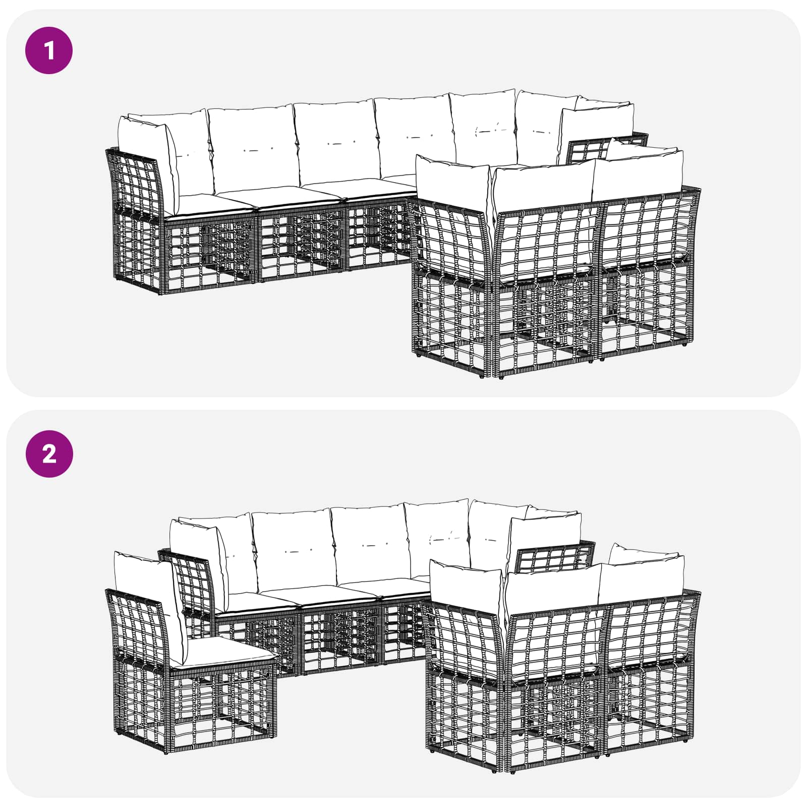 Set di divani da esterno Nero Poliestere | homemem39