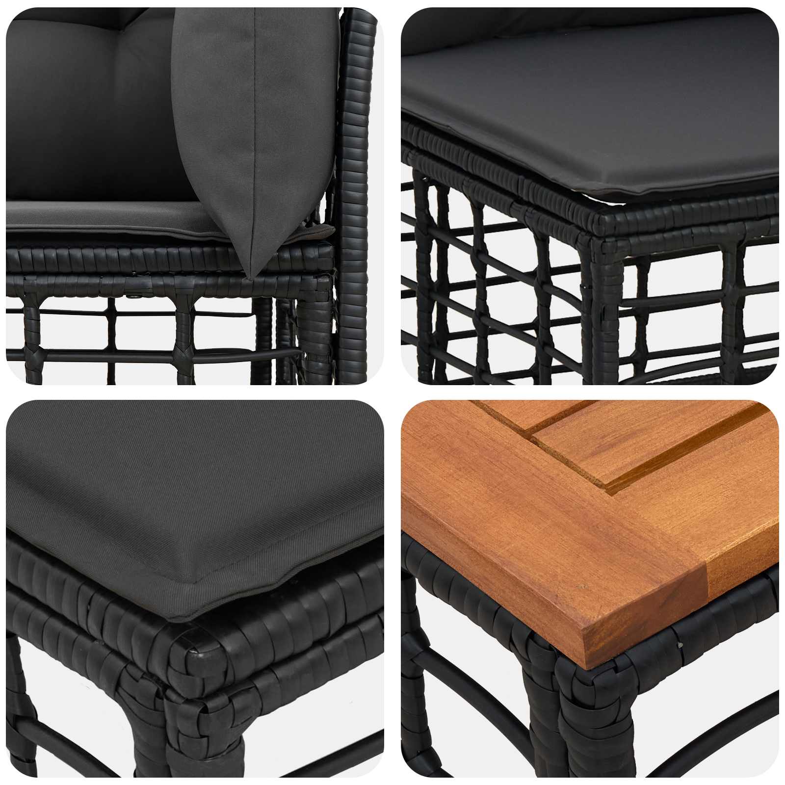 Set di divani da esterno 8 pcs Nero e Grigio scuro Poliestere | homemem39